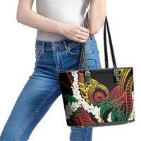 Piko Hawaiian Leather Tote Bag Gradient Spiral Plumeria Tribal Patterns DT05 - Polynesian Pride