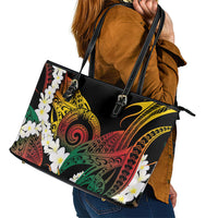 Piko Hawaiian Leather Tote Bag Gradient Spiral Plumeria Tribal Patterns DT05 - Polynesian Pride