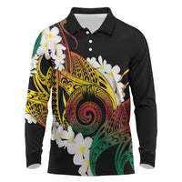 Piko Hawaiian Long Sleeve Polo Shirt Gradient Spiral Plumeria Tribal Patterns DT05 Multicolor - Polynesian Pride