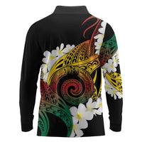 Piko Hawaiian Long Sleeve Polo Shirt Gradient Spiral Plumeria Tribal Patterns DT05 - Polynesian Pride