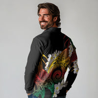 Piko Hawaiian Long Sleeve Polo Shirt Gradient Spiral Plumeria Tribal Patterns DT05 - Polynesian Pride