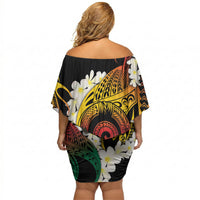Piko Hawaiian Off Shoulder Short Dress Gradient Spiral Plumeria Tribal Patterns DT05 - Polynesian Pride