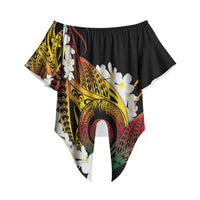 Piko Hawaiian Off Shoulder Wrap Waist Top Gradient Spiral Plumeria Tribal Patterns DT05 Multicolor - Polynesian Pride