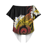 Piko Hawaiian Off Shoulder Wrap Waist Top Gradient Spiral Plumeria Tribal Patterns DT05 - Polynesian Pride