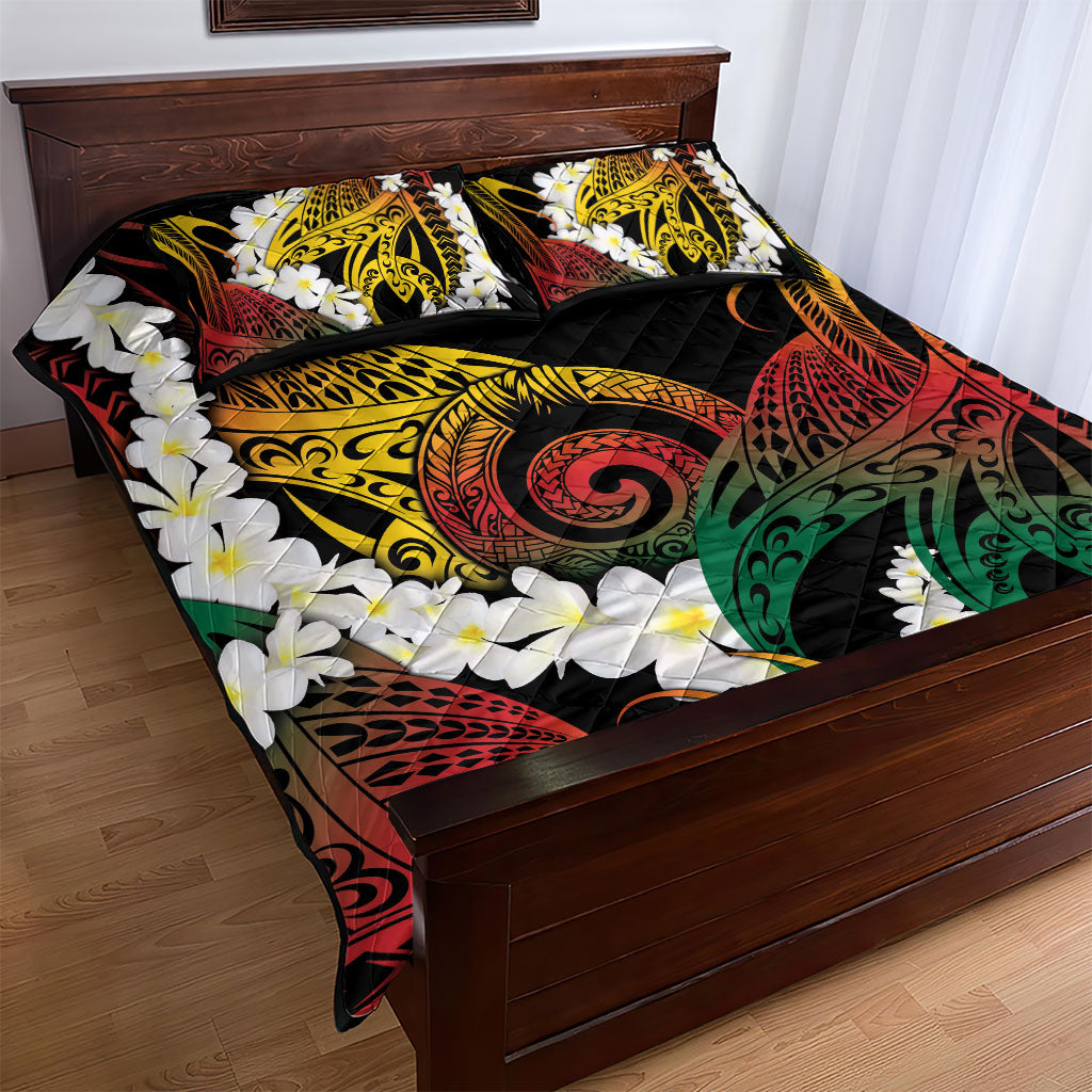 Piko Hawaiian Quilt Bed Set Gradient Spiral Plumeria Tribal Patterns DT05 - Polynesian Pride