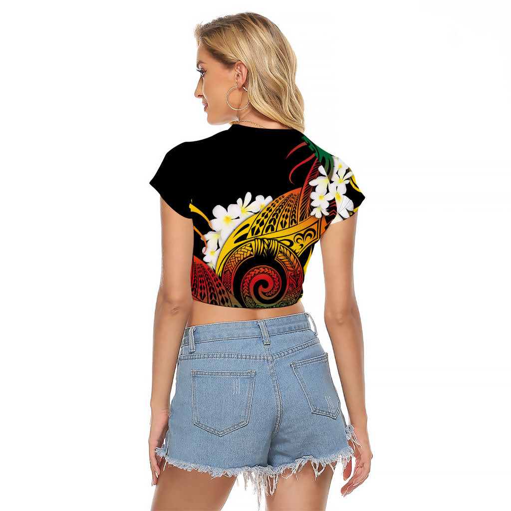 Piko Hawaiian Raglan Cropped T Shirt Gradient Spiral Plumeria Tribal Patterns DT05 - Polynesian Pride
