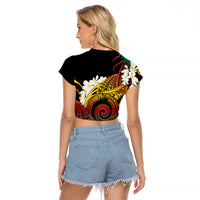Piko Hawaiian Raglan Cropped T Shirt Gradient Spiral Plumeria Tribal Patterns DT05 - Polynesian Pride