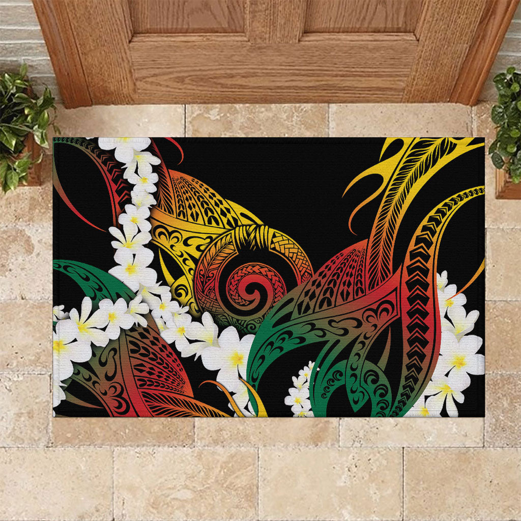 Piko Hawaiian Rubber Doormat Gradient Spiral Plumeria Tribal Patterns DT05 Multicolor - Polynesian Pride