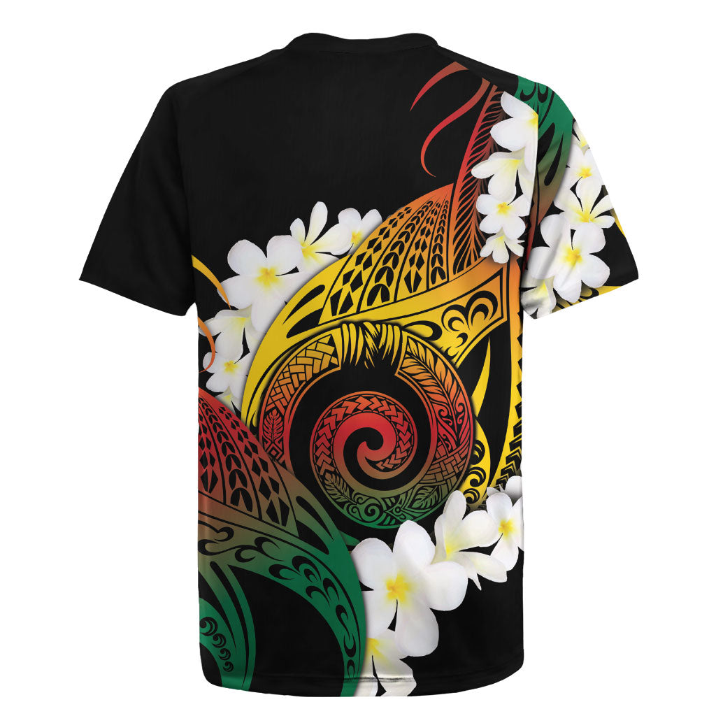 Piko Hawaiian Rugby Jersey Gradient Spiral Plumeria Tribal Patterns DT05 - Polynesian Pride