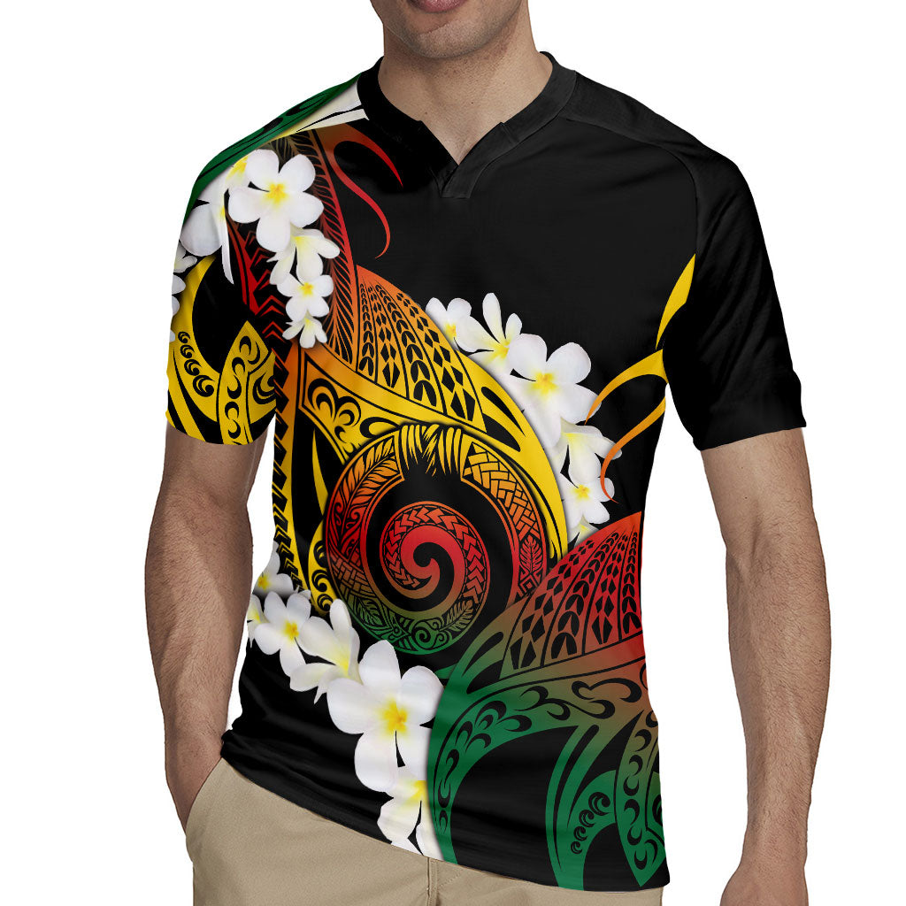 Piko Hawaiian Rugby Jersey Gradient Spiral Plumeria Tribal Patterns DT05 - Polynesian Pride