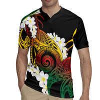 Piko Hawaiian Rugby Jersey Gradient Spiral Plumeria Tribal Patterns DT05 - Polynesian Pride