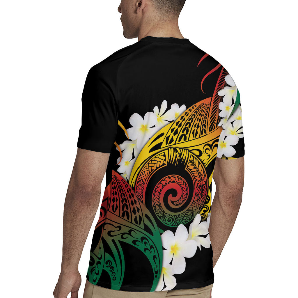 Piko Hawaiian Rugby Jersey Gradient Spiral Plumeria Tribal Patterns DT05 - Polynesian Pride