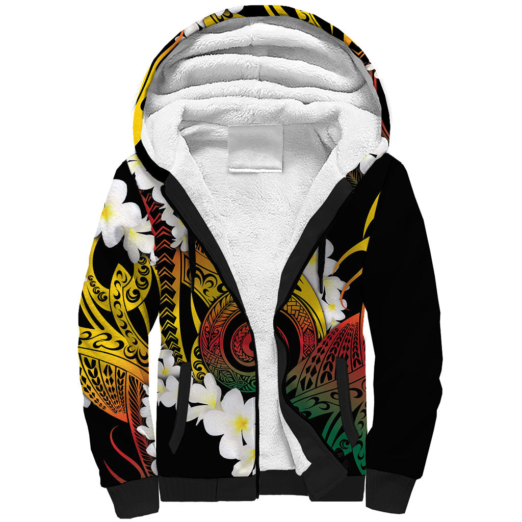 Piko Hawaiian Sherpa Hoodie Gradient Spiral Plumeria Tribal Patterns DT05 Unisex Multicolor - Polynesian Pride