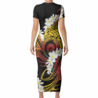 Piko Hawaiian Short Sleeve Bodycon Dress Gradient Spiral Plumeria Tribal Patterns DT05 - Polynesian Pride