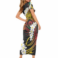 Piko Hawaiian Short Sleeve Bodycon Dress Gradient Spiral Plumeria Tribal Patterns DT05 - Polynesian Pride