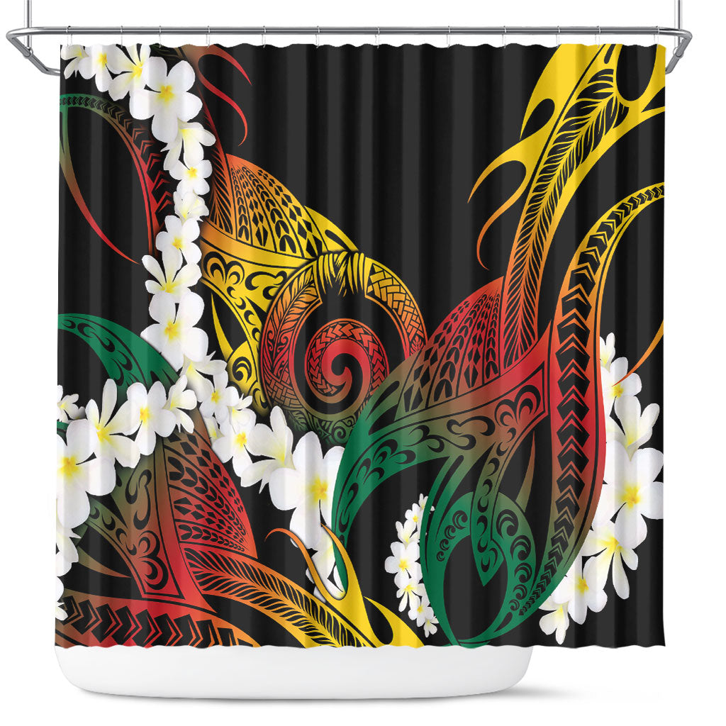 Piko Hawaiian Shower Curtain Gradient Spiral Plumeria Tribal Patterns DT05 Multicolor - Polynesian Pride