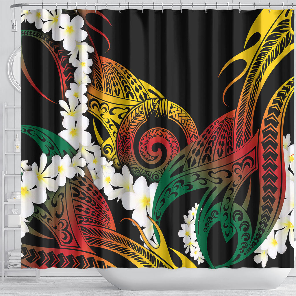 Piko Hawaiian Shower Curtain Gradient Spiral Plumeria Tribal Patterns DT05 - Polynesian Pride