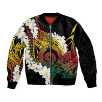 Piko Hawaiian Sleeve Zip Bomber Jacket Gradient Spiral Plumeria Tribal Patterns DT05 Unisex Multicolor - Polynesian Pride