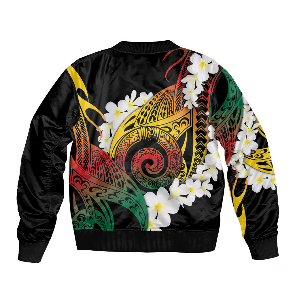 Piko Hawaiian Sleeve Zip Bomber Jacket Gradient Spiral Plumeria Tribal Patterns DT05 - Polynesian Pride