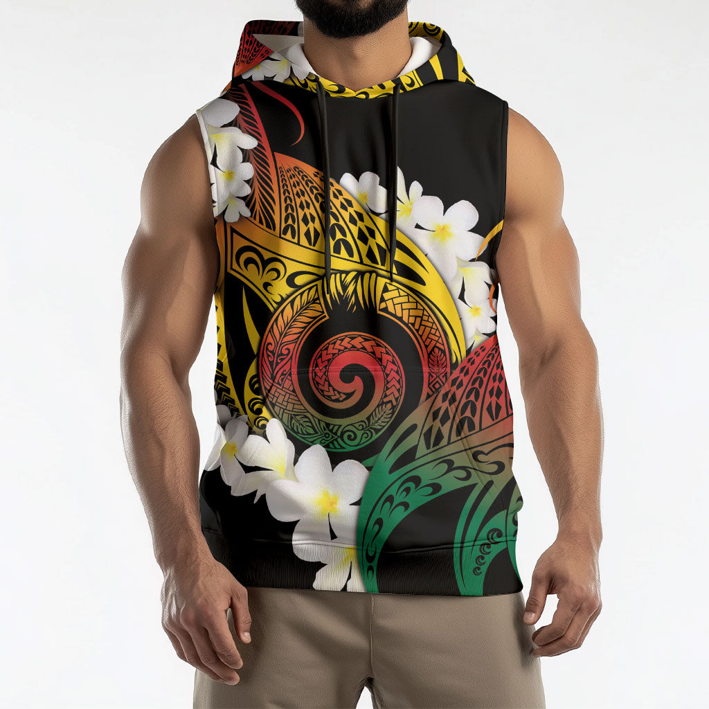 Piko Hawaiian Sleeveless Hoodie Gradient Spiral Plumeria Tribal Patterns DT05 - Polynesian Pride