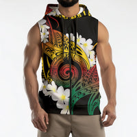 Piko Hawaiian Sleeveless Zip Hoodie Gradient Spiral Plumeria Tribal Patterns DT05 - Polynesian Pride