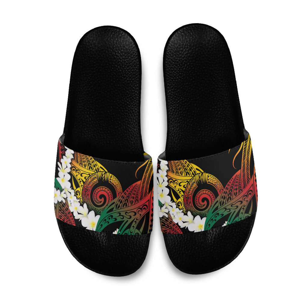 Piko Hawaiian Slide Sandals Gradient Spiral Plumeria Tribal Patterns DT05 Multicolor - Polynesian Pride