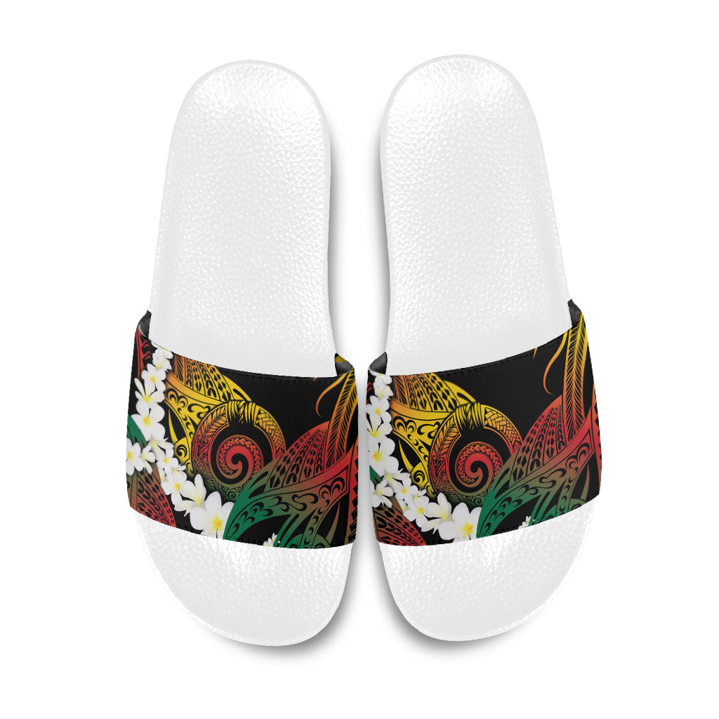 Piko Hawaiian Slide Sandals Gradient Spiral Plumeria Tribal Patterns DT05 Multicolor - Polynesian Pride