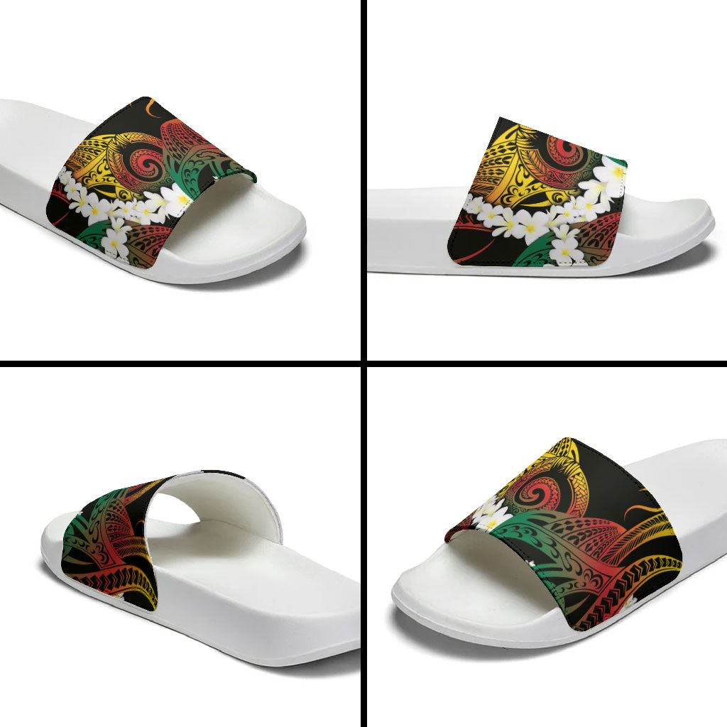 Piko Hawaiian Slide Sandals Gradient Spiral Plumeria Tribal Patterns DT05 - Polynesian Pride