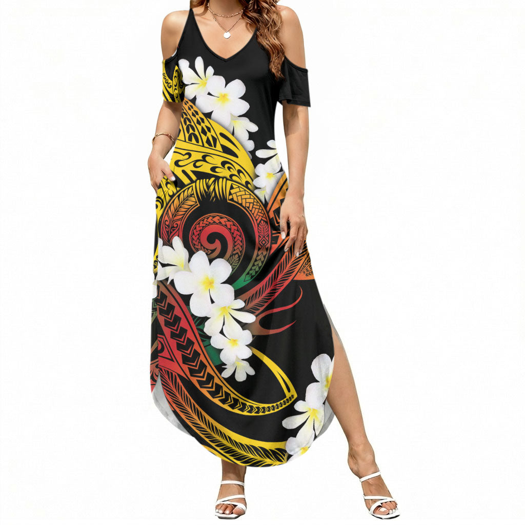 Piko Hawaiian Summer Maxi Dress Gradient Spiral Plumeria Tribal Patterns DT05 Women Multicolor - Polynesian Pride