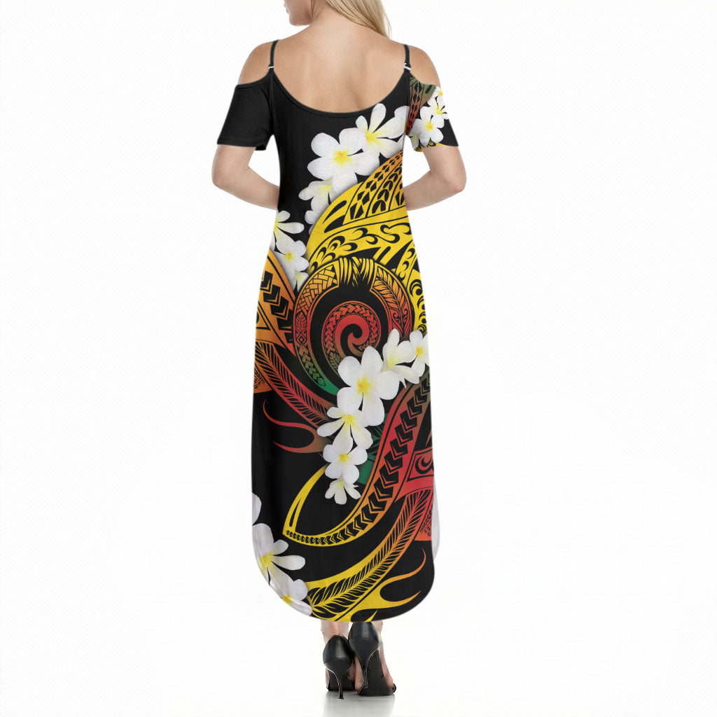 Piko Hawaiian Summer Maxi Dress Gradient Spiral Plumeria Tribal Patterns DT05 - Polynesian Pride