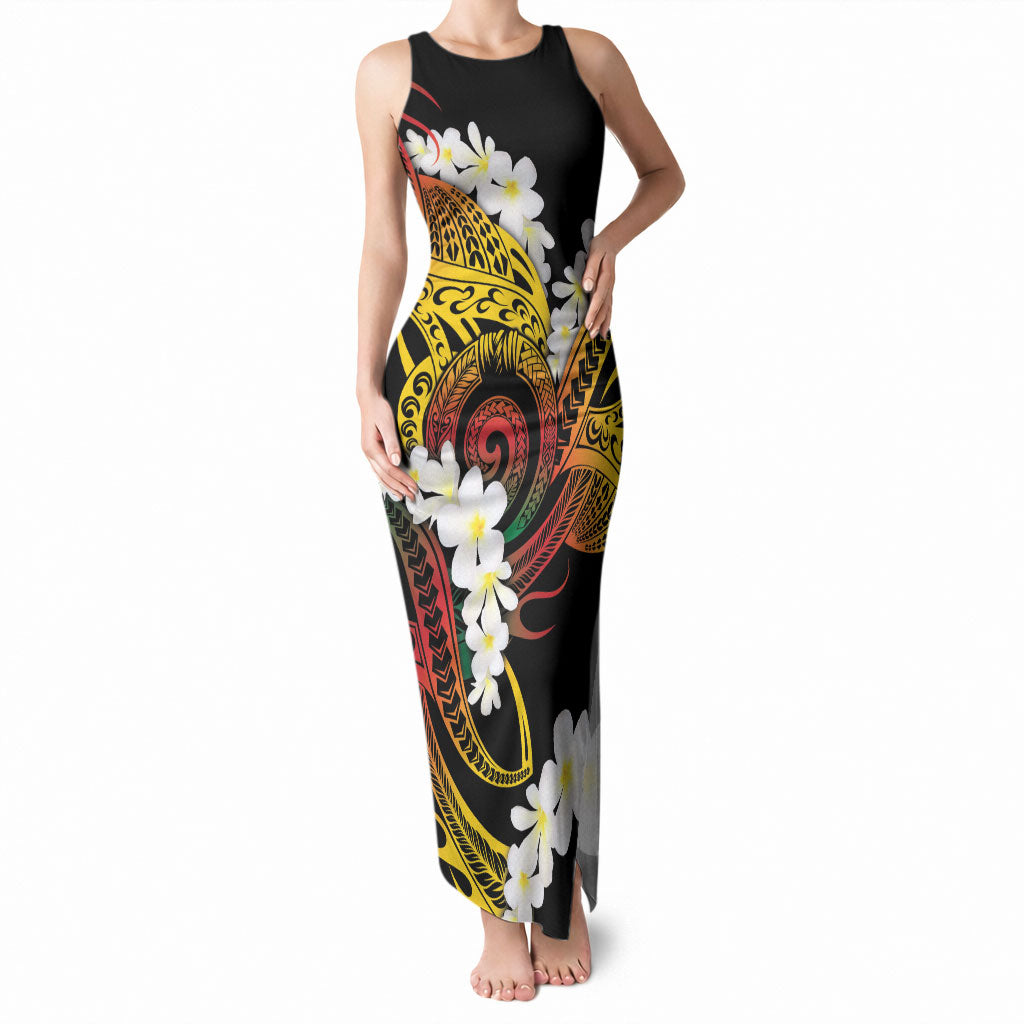 Piko Hawaiian Tank Maxi Dress Gradient Spiral Plumeria Tribal Patterns DT05 Women Multicolor - Polynesian Pride