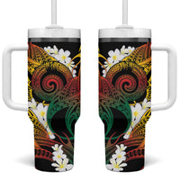 Piko Hawaiian Tumbler With Handle Gradient Spiral Plumeria Tribal Patterns DT05 One Size: 40 oz Multicolor - Polynesian Pride