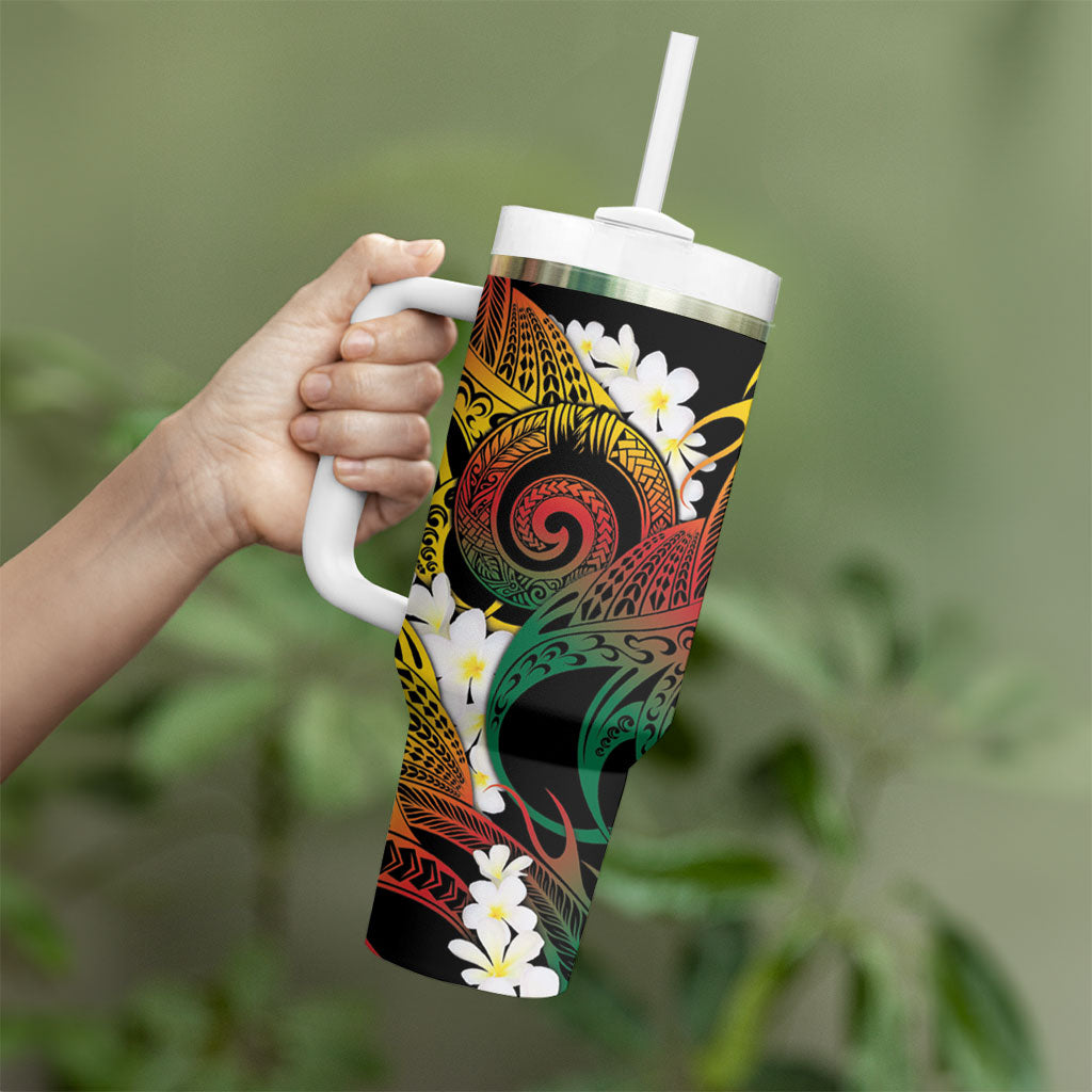 Piko Hawaiian Tumbler With Handle Gradient Spiral Plumeria Tribal Patterns DT05 - Polynesian Pride