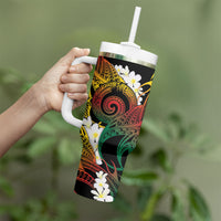 Piko Hawaiian Tumbler With Handle Gradient Spiral Plumeria Tribal Patterns DT05 - Polynesian Pride