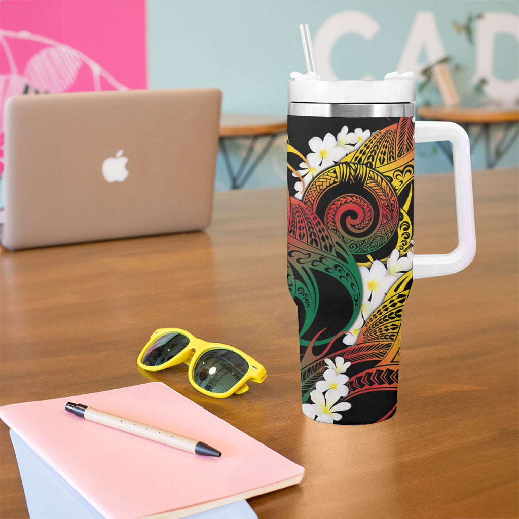Piko Hawaiian Tumbler With Handle Gradient Spiral Plumeria Tribal Patterns DT05 - Polynesian Pride