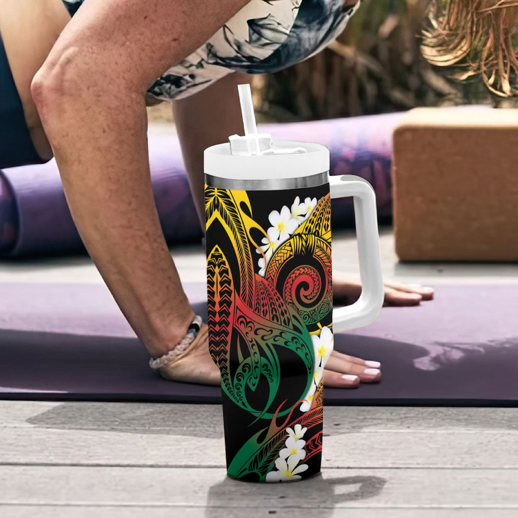 Piko Hawaiian Tumbler With Handle Gradient Spiral Plumeria Tribal Patterns DT05 - Polynesian Pride