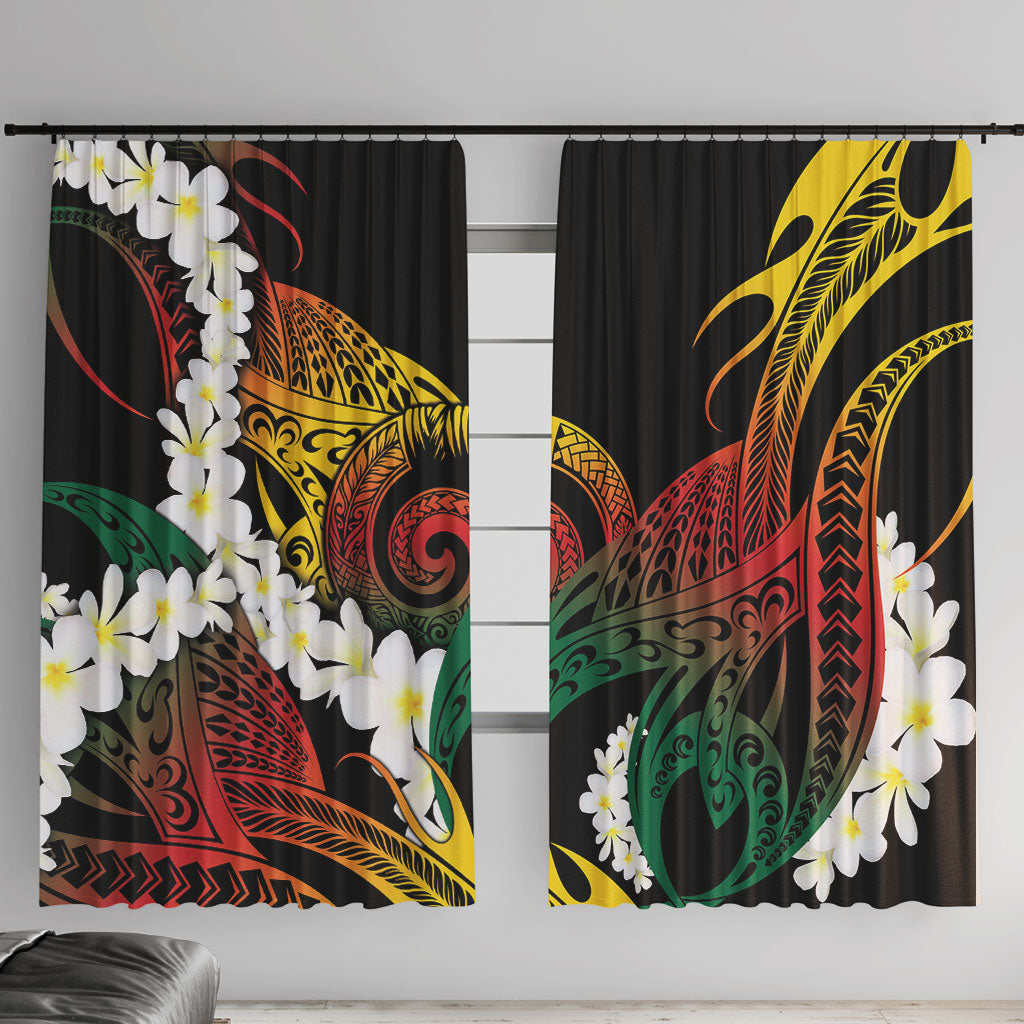 Piko Hawaiian Window Curtain Gradient Spiral Plumeria Tribal Patterns DT05 With Hooks Multicolor - Polynesian Pride