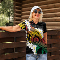 Piko Hawaiian Women Polo Shirt Gradient Spiral Plumeria Tribal Patterns DT05 - Polynesian Pride