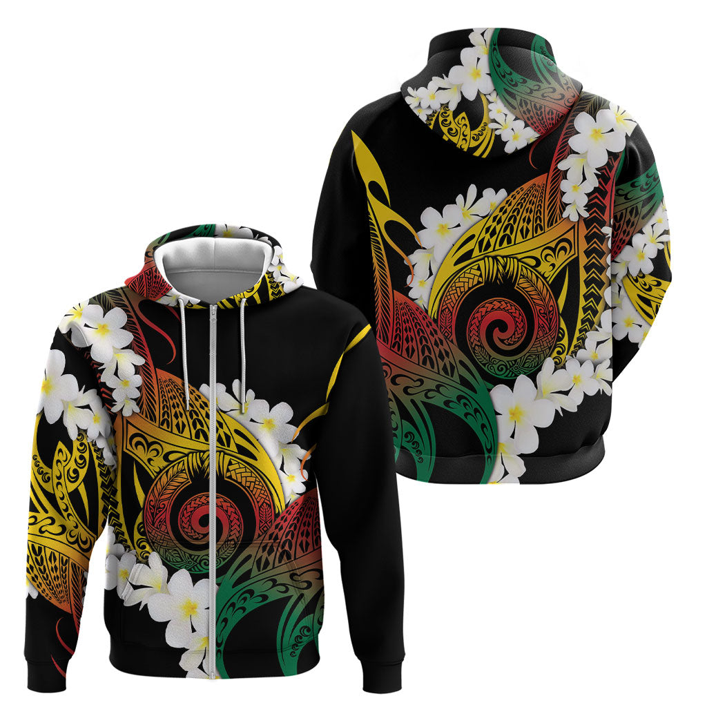Piko Hawaiian Zip Hoodie Gradient Spiral Plumeria Tribal Patterns DT05 - Polynesian Pride