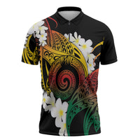 Piko Hawaiian Zipper Polo Shirt Gradient Spiral Plumeria Tribal Patterns DT05 Multicolor - Polynesian Pride
