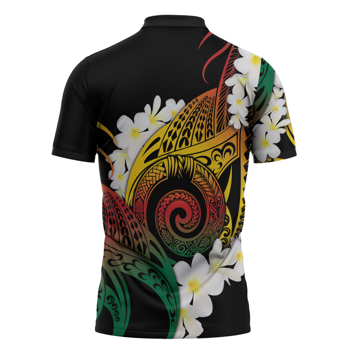 Piko Hawaiian Zipper Polo Shirt Gradient Spiral Plumeria Tribal Patterns DT05 - Polynesian Pride
