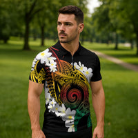 Piko Hawaiian Zipper Polo Shirt Gradient Spiral Plumeria Tribal Patterns DT05 - Polynesian Pride