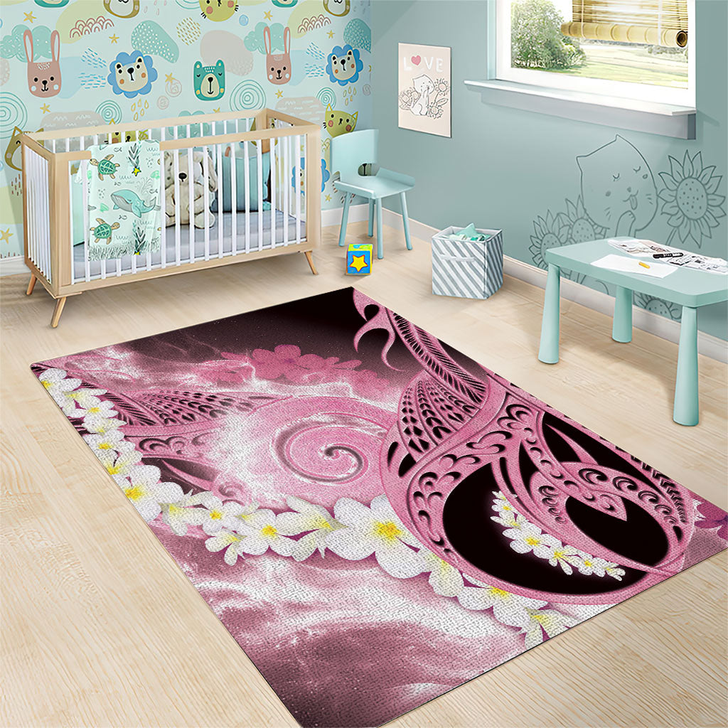 Piko Hawaiian Area Rug Pink Galaxy Spiral Plumeria Tribal Patterns DT05 - Polynesian Pride
