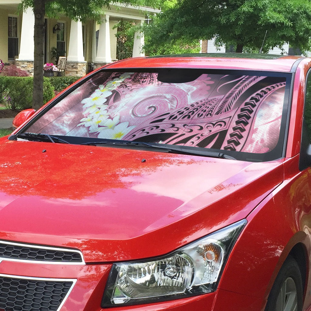 Piko Hawaiian Auto Sun Shade Pink Galaxy Spiral Plumeria Tribal Patterns DT05 - Polynesian Pride