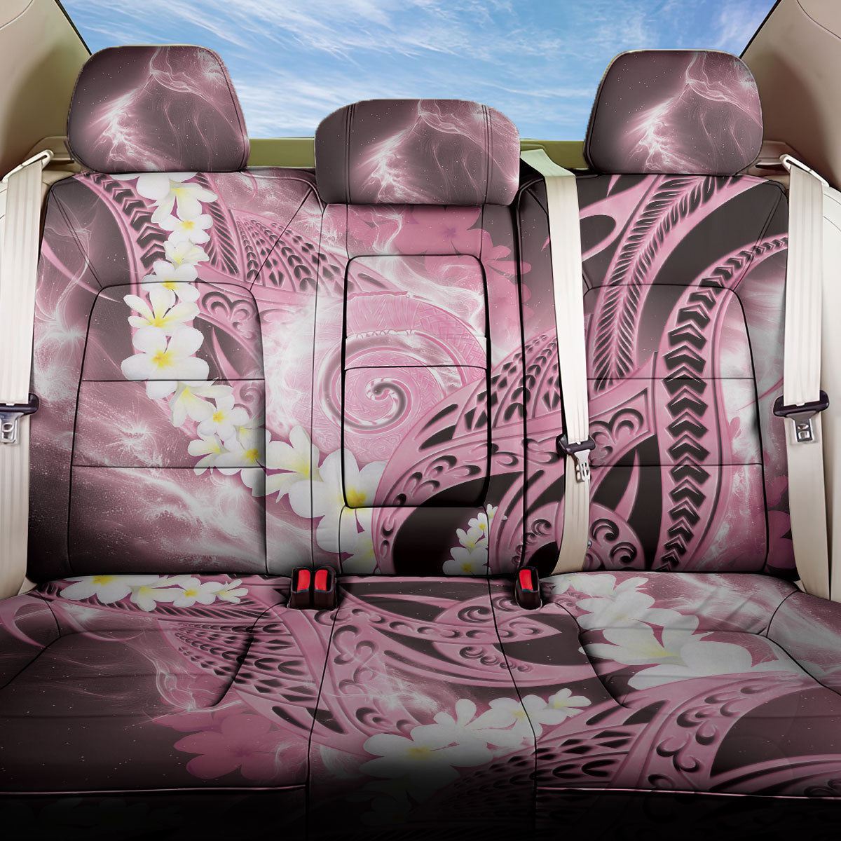 Piko Hawaiian Back Car Seat Cover Pink Galaxy Spiral Plumeria Tribal Patterns DT05 One Size Pink - Polynesian Pride