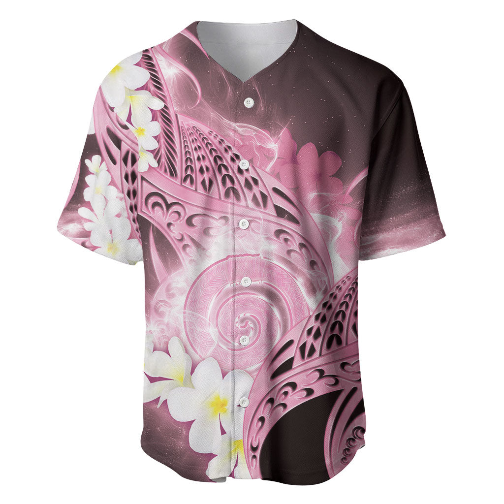 Piko Hawaiian Baseball Jersey Pink Galaxy Spiral Plumeria Tribal Patterns DT05 Pink - Polynesian Pride