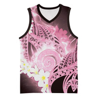Piko Hawaiian Basketball Jersey Pink Galaxy Spiral Plumeria Tribal Patterns DT05 Unisex Pink - Polynesian Pride