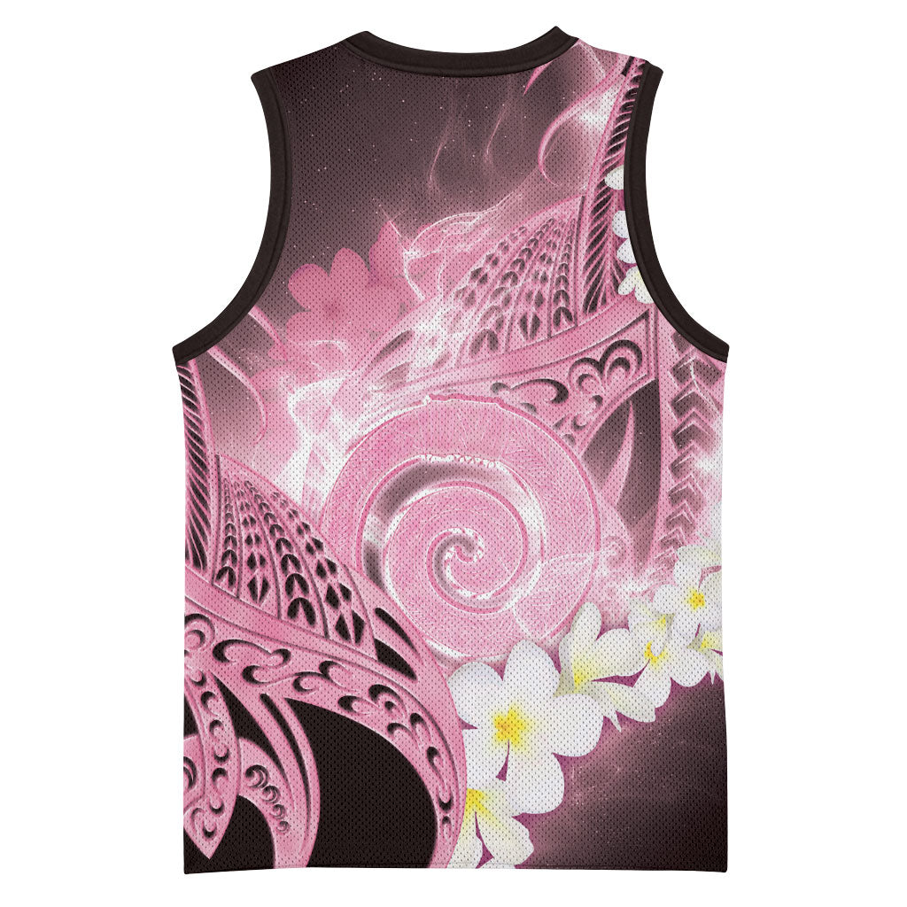 Piko Hawaiian Basketball Jersey Pink Galaxy Spiral Plumeria Tribal Patterns DT05 - Polynesian Pride