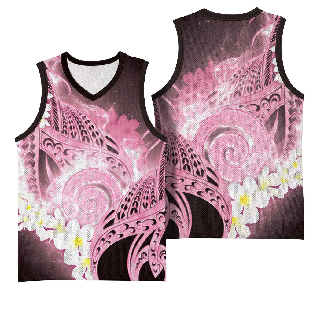 Piko Hawaiian Basketball Jersey Pink Galaxy Spiral Plumeria Tribal Patterns DT05 - Polynesian Pride