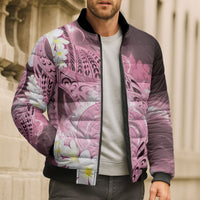 Piko Hawaiian Bomber Puffer Jacket Pink Galaxy Spiral Plumeria Tribal Patterns DT05 - Polynesian Pride